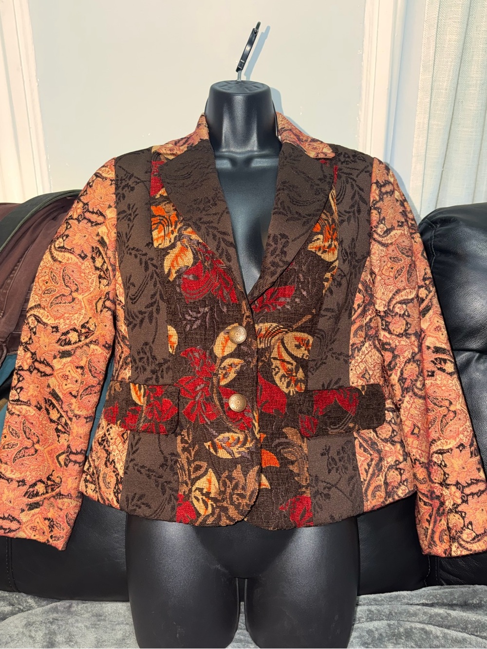 ColdWater Creek Brown tapestry Floral Blazer Jacket